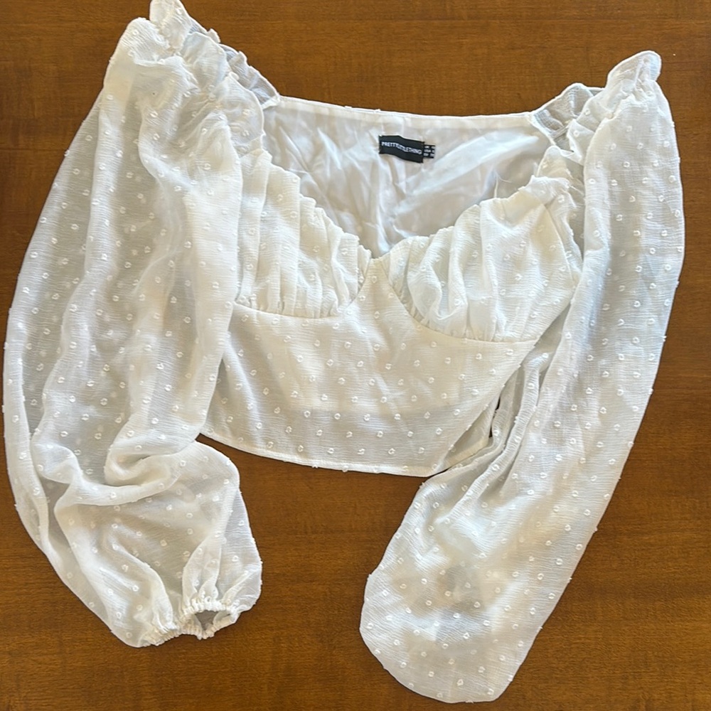 White Polka Dot Women's Cropped Top
